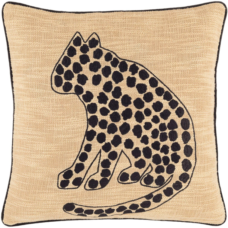 Cheetah Embroidered Throw Pillow Birch Lane
